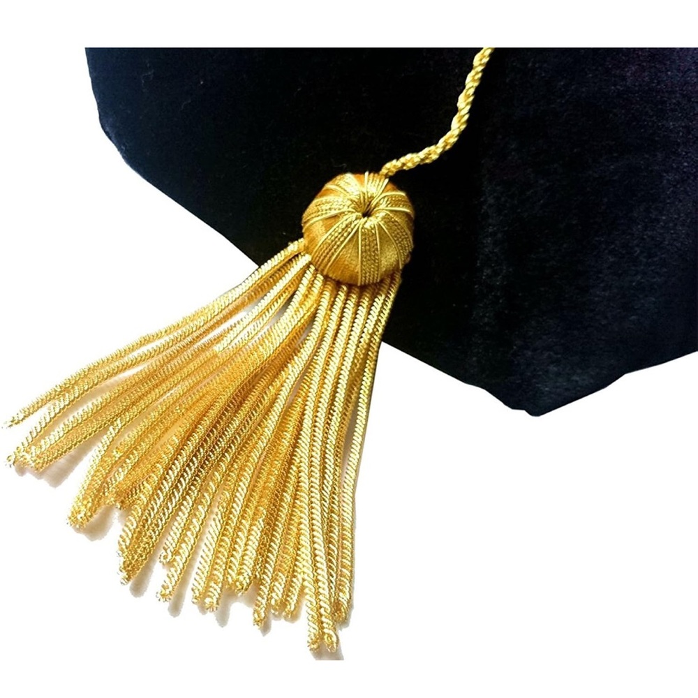 NEW Doctoral Graduation Cap Black Velvet 8-Sided with Gold Bullion Tassel - Picture 4 of 5